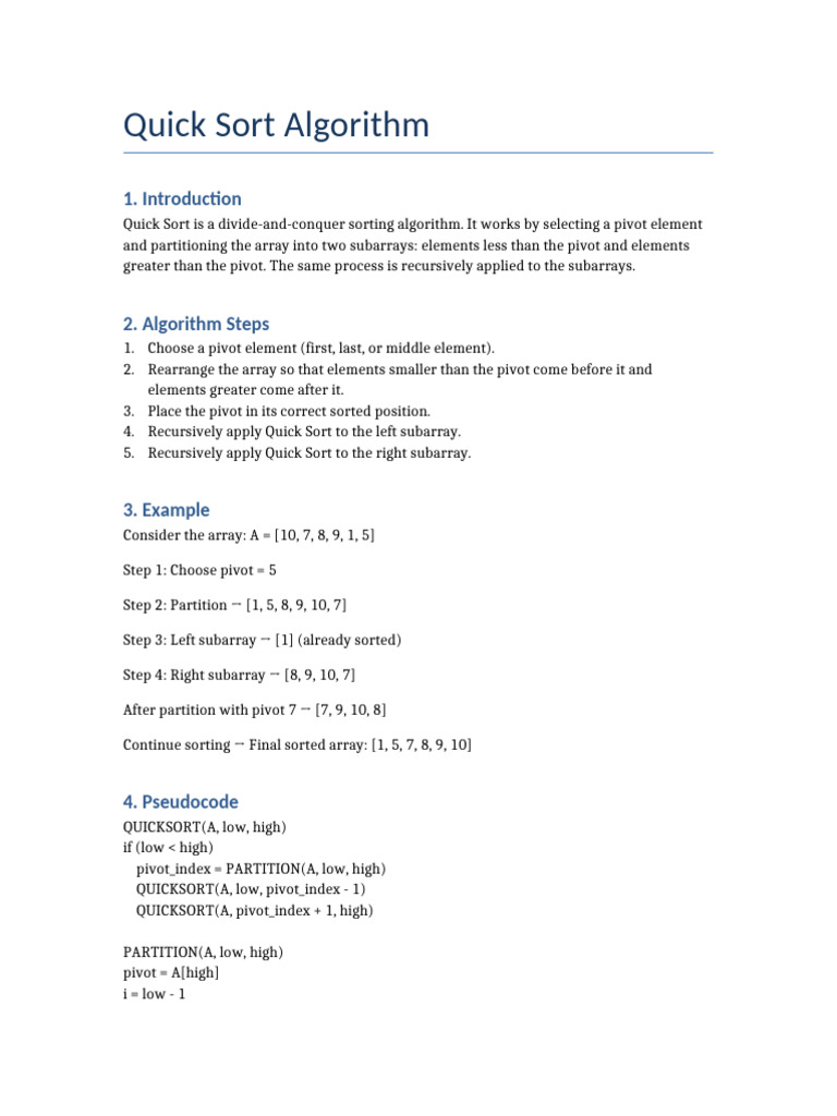 Quick Sort Explanation | PDF