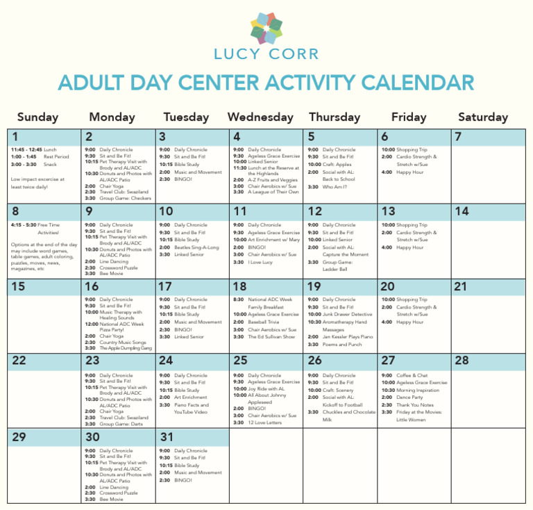 LCV AdultDayCenter Calendar-1 | PDF | Aerobic Exercise
