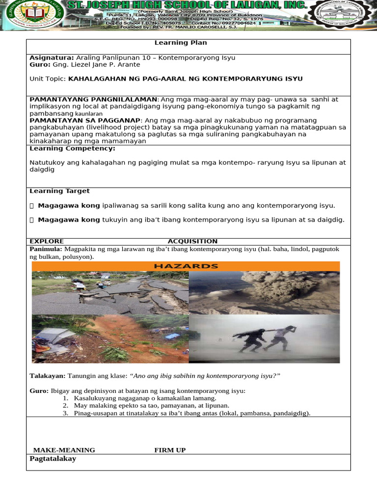 AP 10 LEARNING PLAN | PDF