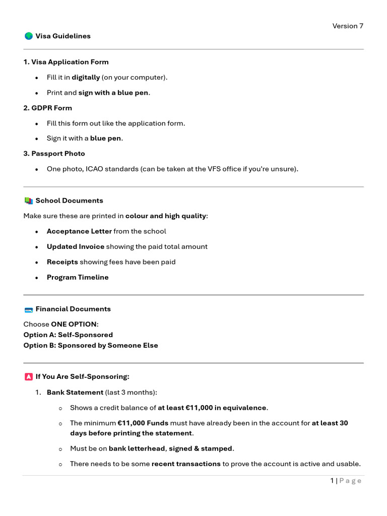 Visa Documents Guideline V7 | PDF | Credit Card | Visa Inc.