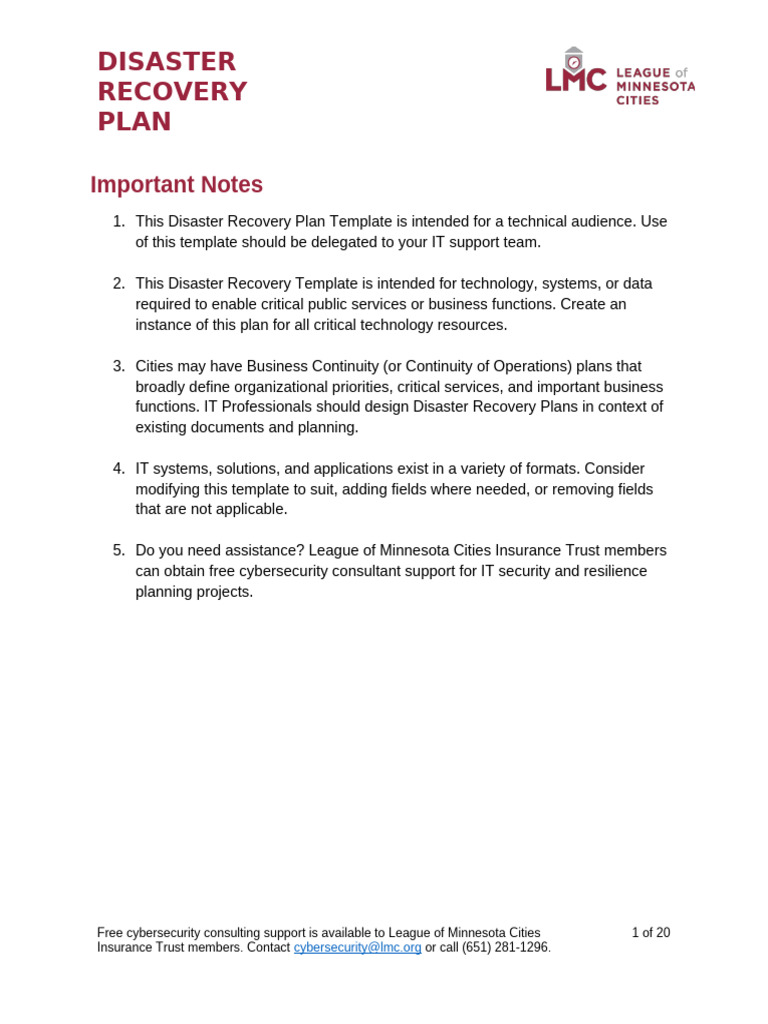 IT Disaster Recovery Plan Template | PDF | Backup | Computer Security