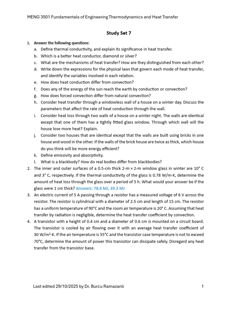 Study Set 7 | PDF | Heat Transfer | Heat