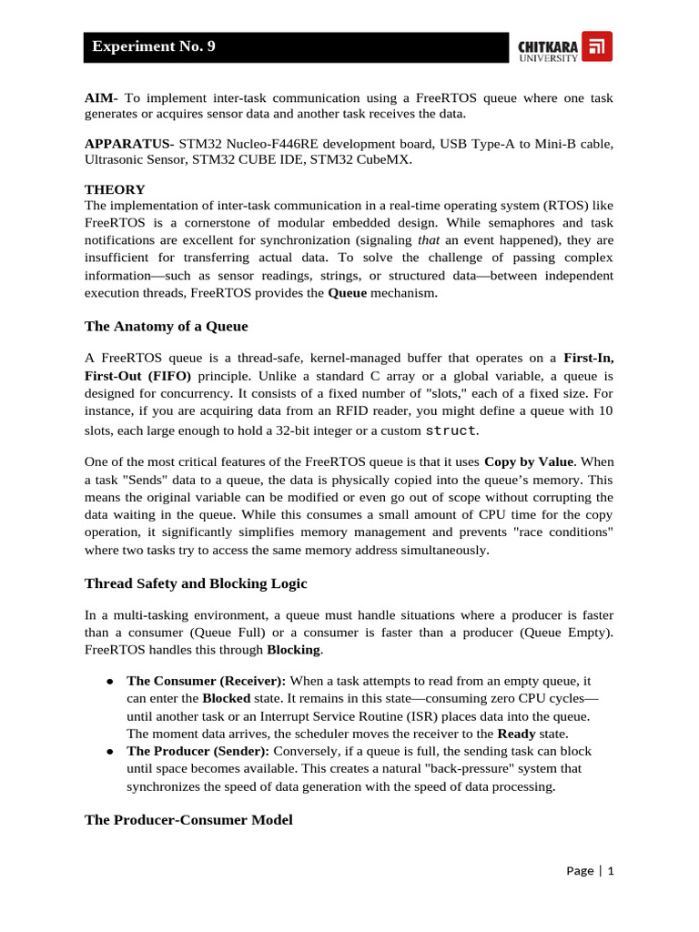 Lab Exp 9-RTOS | PDF | Microcontroller | Queue (Abstract Data Type)