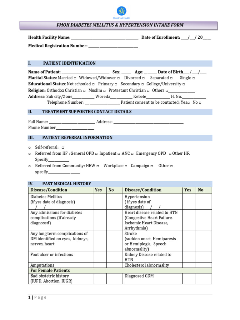 HTN-DM Intake Form_A4_V3 Copy | PDF | Diabetes | Hypertension