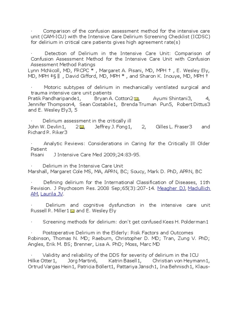 Delirium | PDF | Intensive Care Unit | Intensive Care Medicine