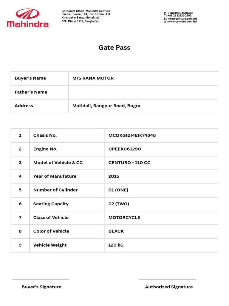 Gate Pass | PDF