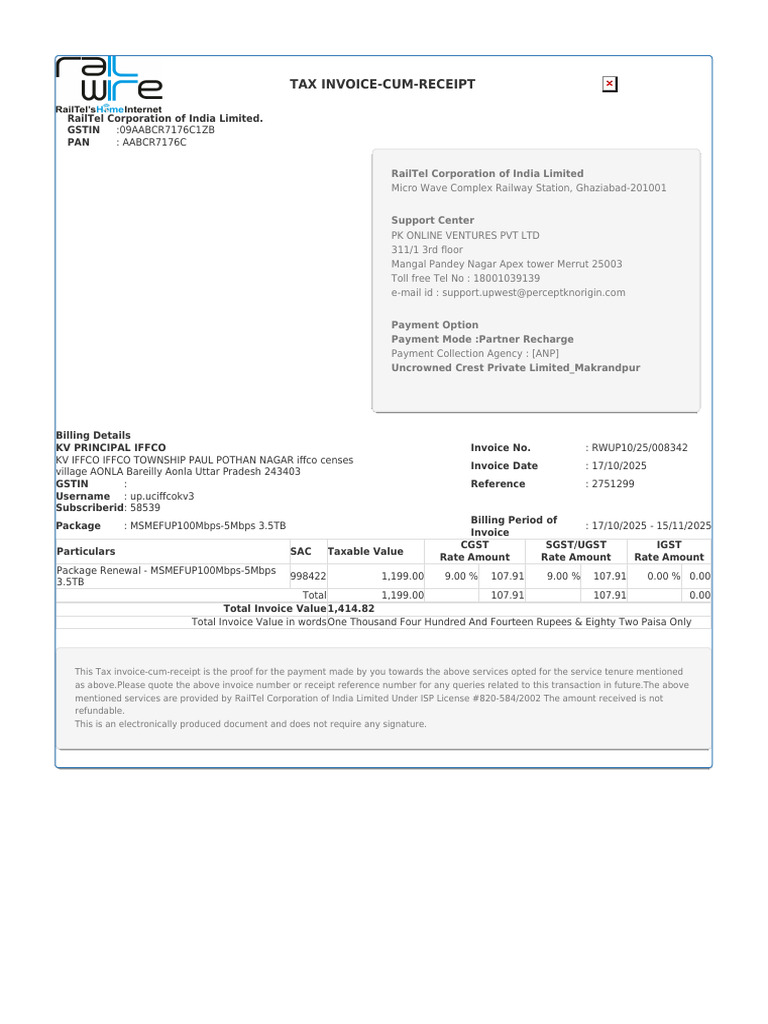 RWUP10 25 008342-Invoice | PDF | Government Finances | Taxes