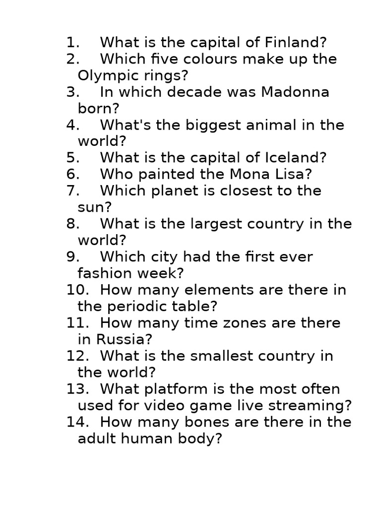 General Knowledge Questions | PDF