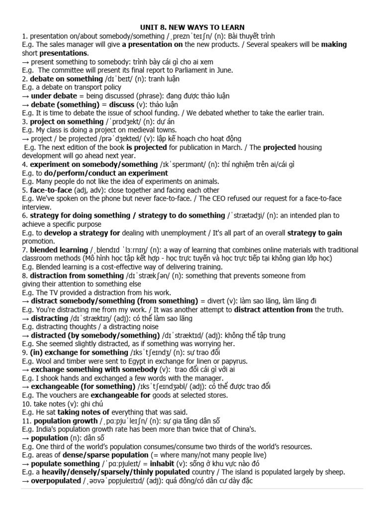 G-10 - Handout Voc-Gram - Exercise Unit 8-9 | PDF | Learning ...