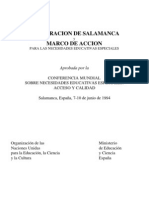 Declaración de Salamanca y Marco de Acción para las Necesidades Educativas Especiales