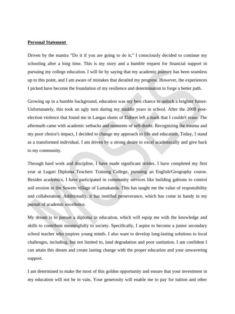 Personal Statement Sample | PDF