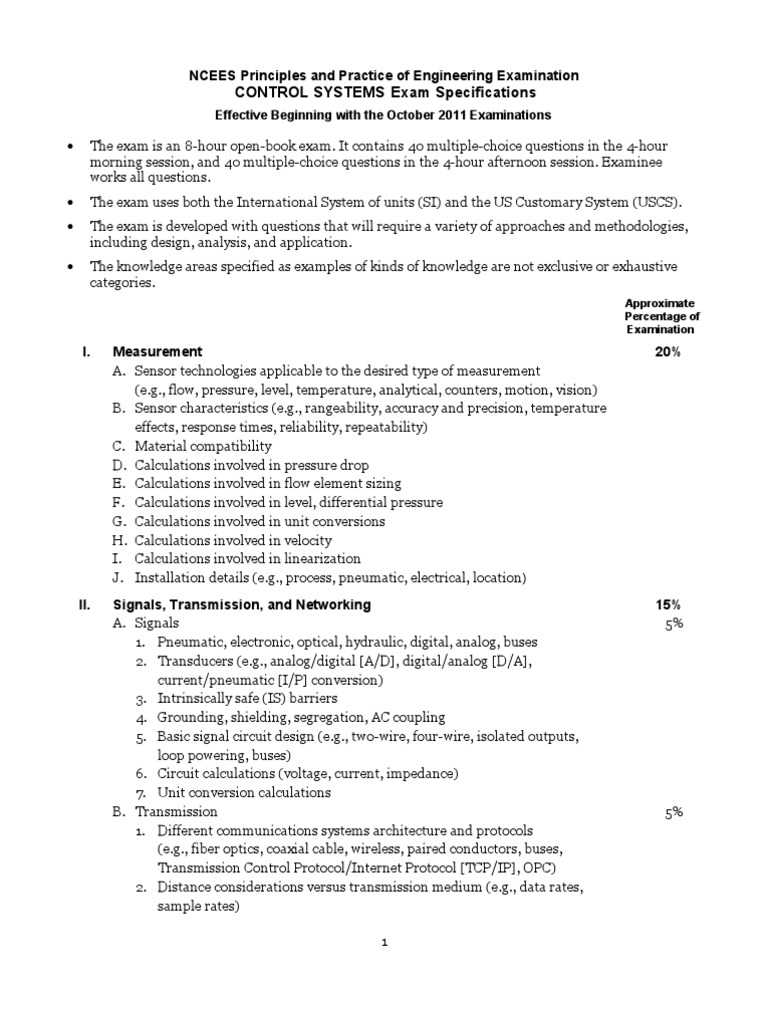 Control Systems PE Exam Overview | PDF | Valve | Electrical Engineering