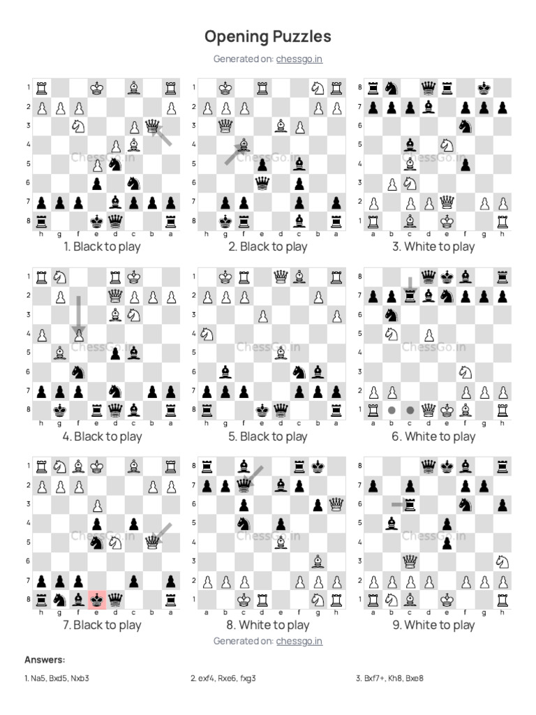 Opening Chess Puzzles _ Normal Difficulty _ ChessGo.in | PDF | Chess ...