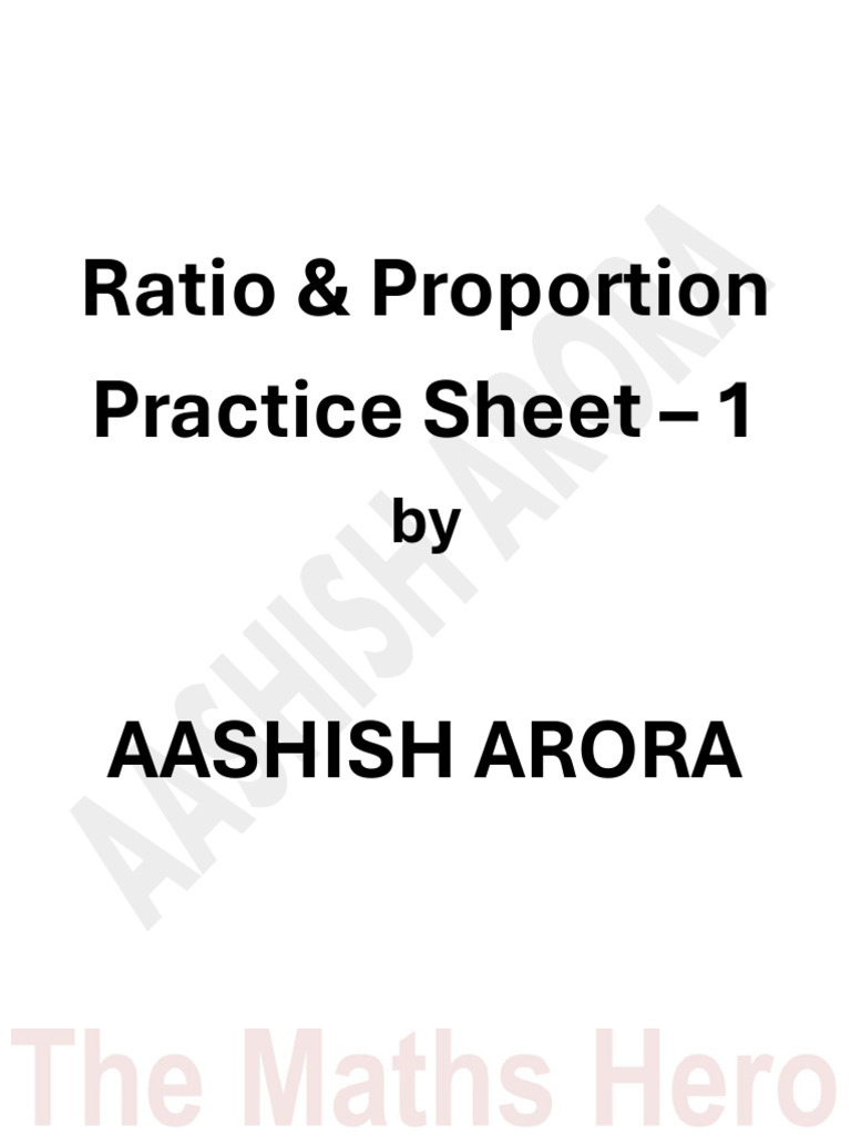 Ratio and Proportion Sheet 1 | PDF