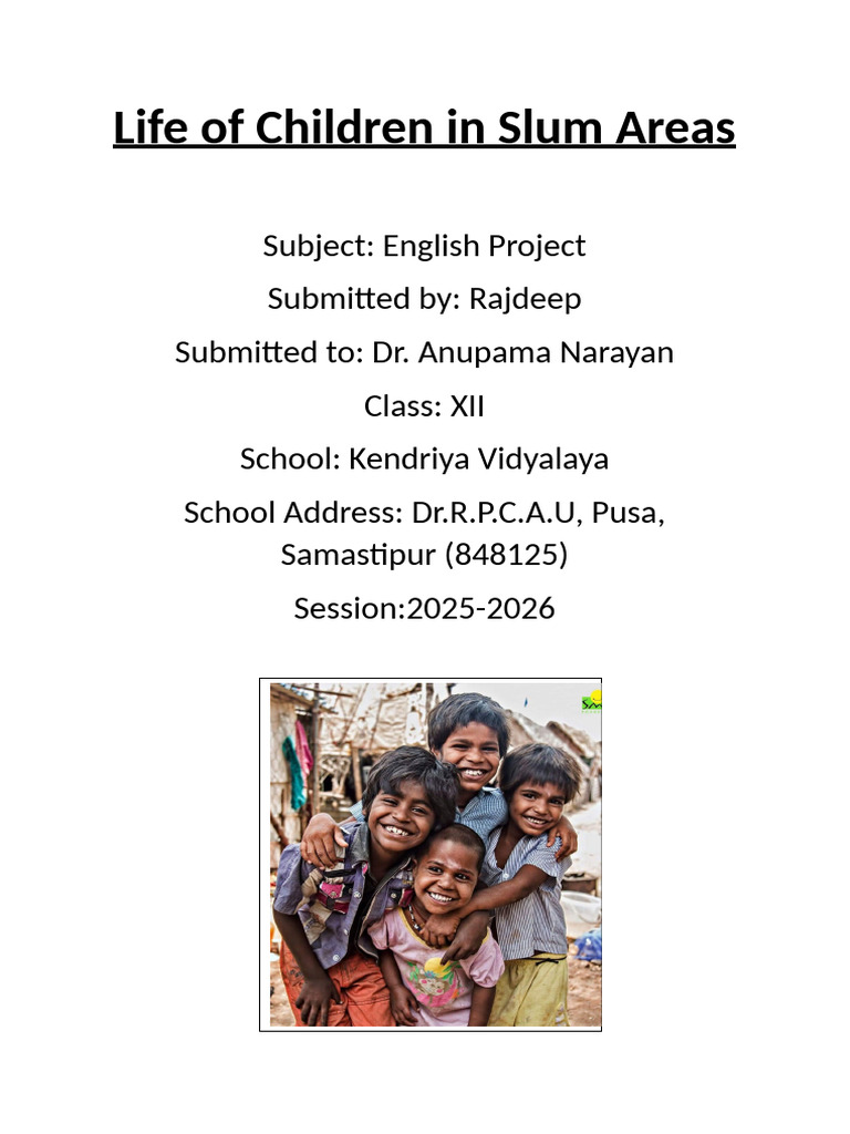 Life of Children in Slum Areas | PDF | Slum