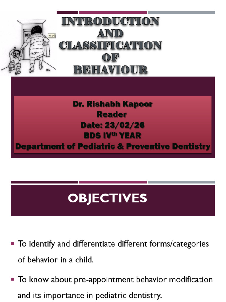 Classification of BEHAVIOUR in Pediatrc Dentistry | PDF | Dentistry ...