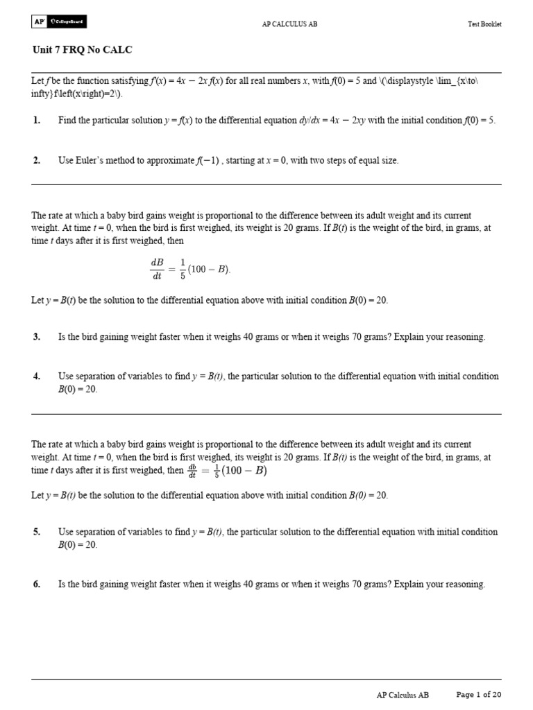 Tb Unit7frqnocalc | PDF | Differential Calculus | Slope