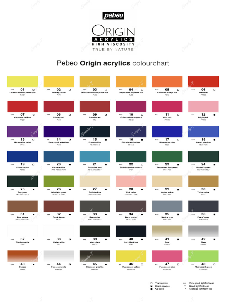 Pebeo Origin Colour Chart | PDF | Blue | Color