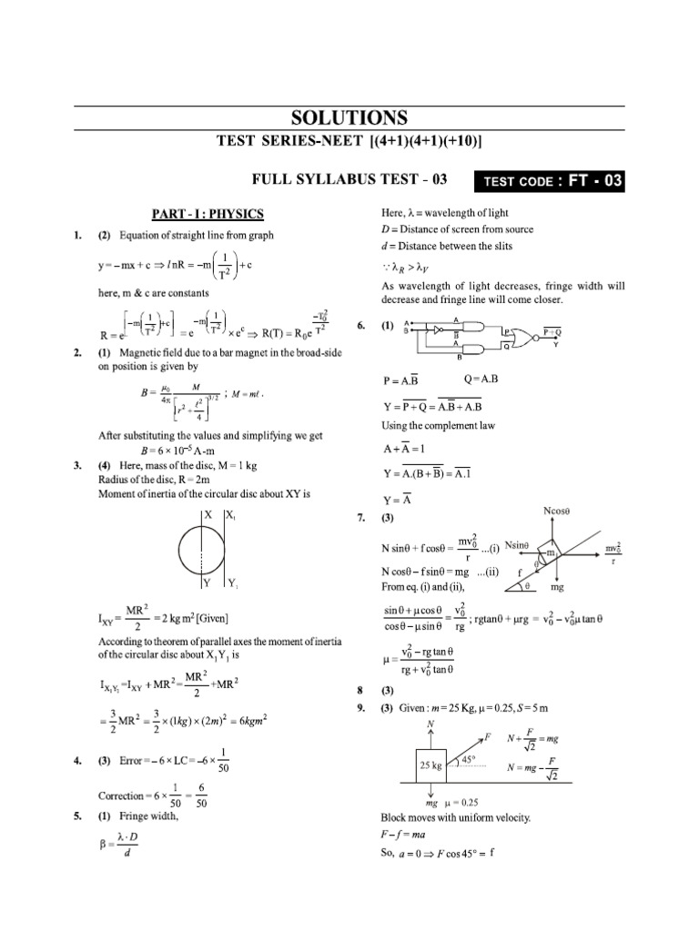 Full Test 3 Solution | PDF