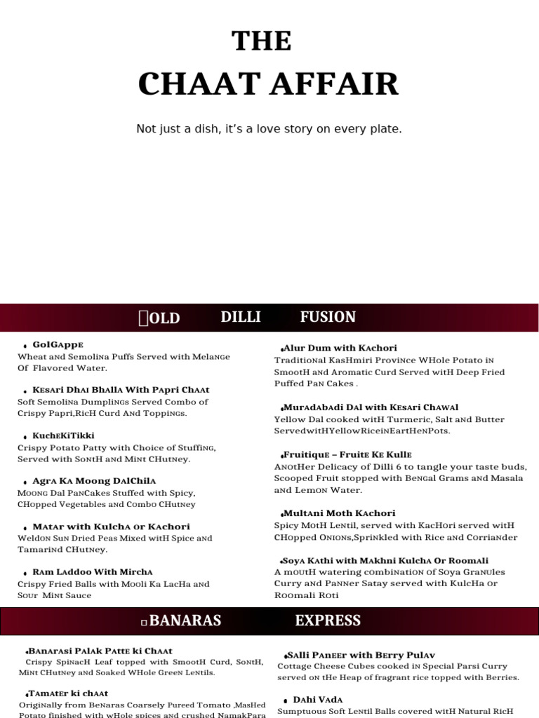 Chaat Menu | PDF | Pancake | Dumpling