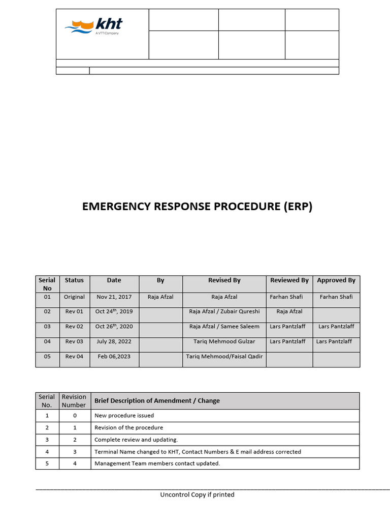 EMERGENCY RESPONSE PROCEDURE (ERP) | PDF | Incident Command System ...