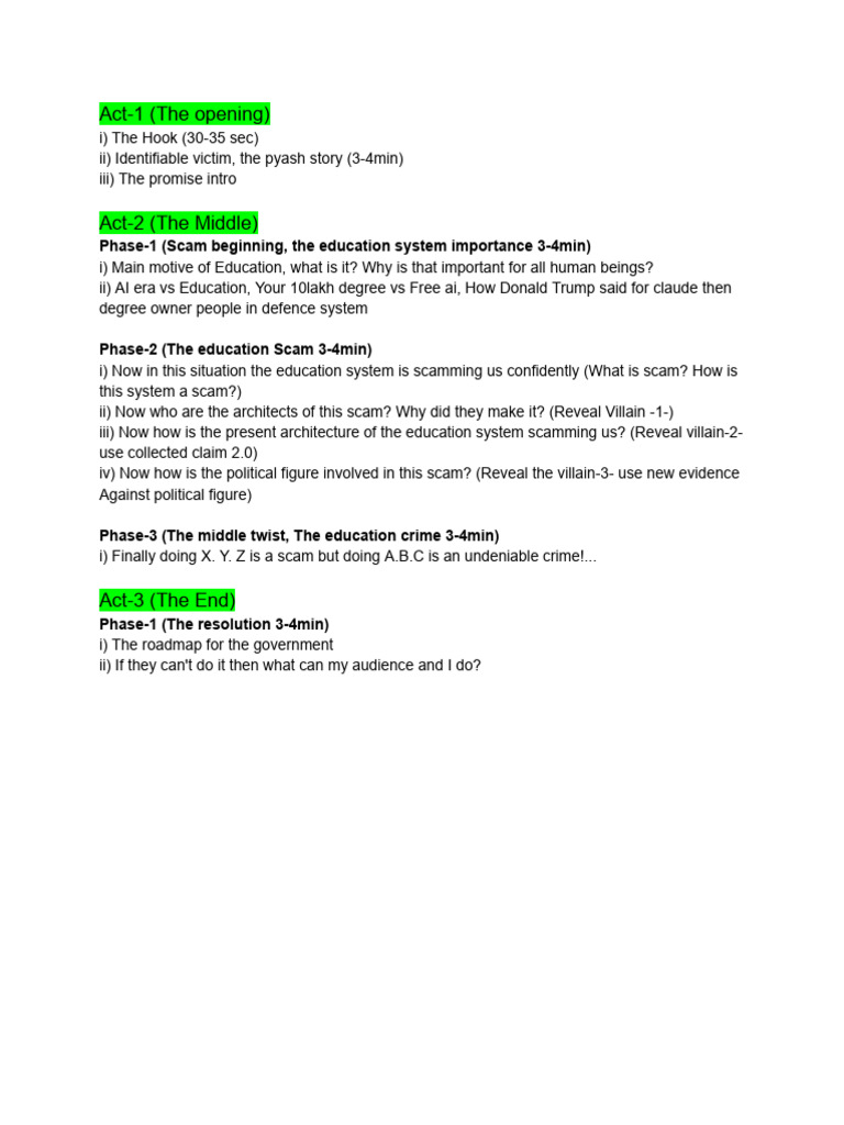Main Structure of My Script | PDF