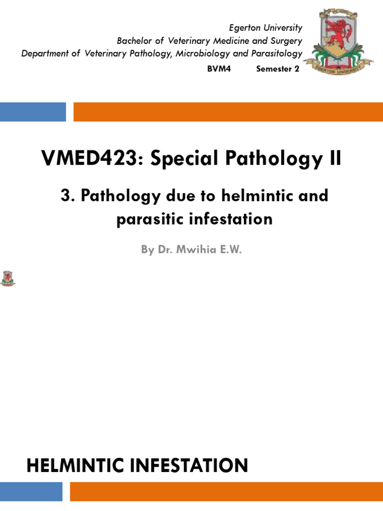 VMED423 2. Helmintic and Parasitic Infections | PDF | Liver | Immune System