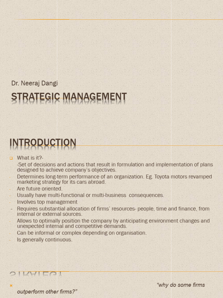 Strategic Management Introduction, Foundation & Process, Vision ...