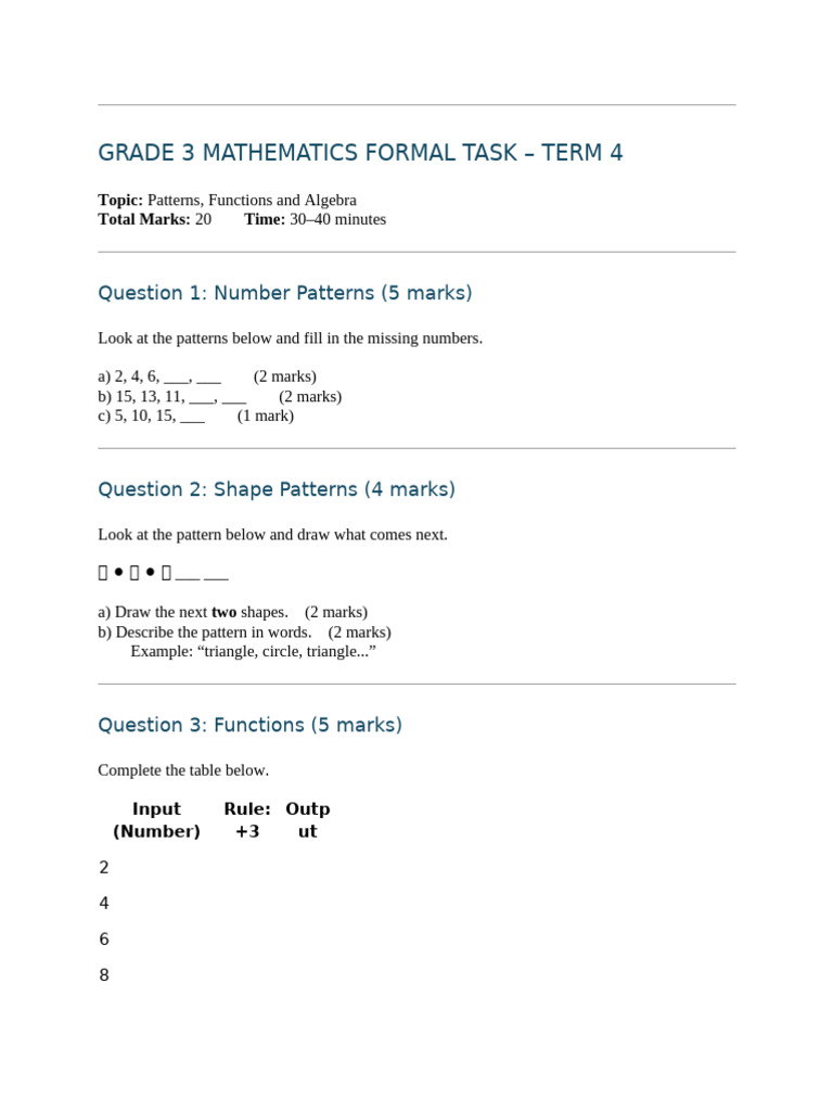 Grade 3 Tast Assignment | PDF