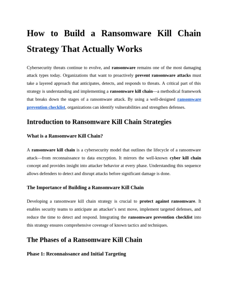 How to Build a Ransomware Kill Chain Strategy That Actually Works | PDF ...