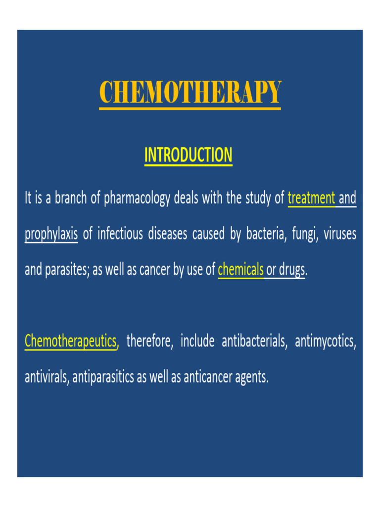 9 Chemotherapy Introduction | PDF | Infection | Bacteria