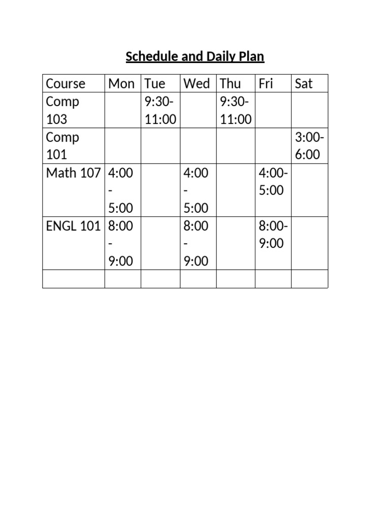 Schedule and Plan | PDF