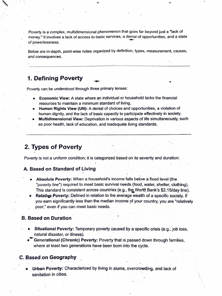 Topic - Poverty Notes | PDF | Poverty | Poverty & Homelessness