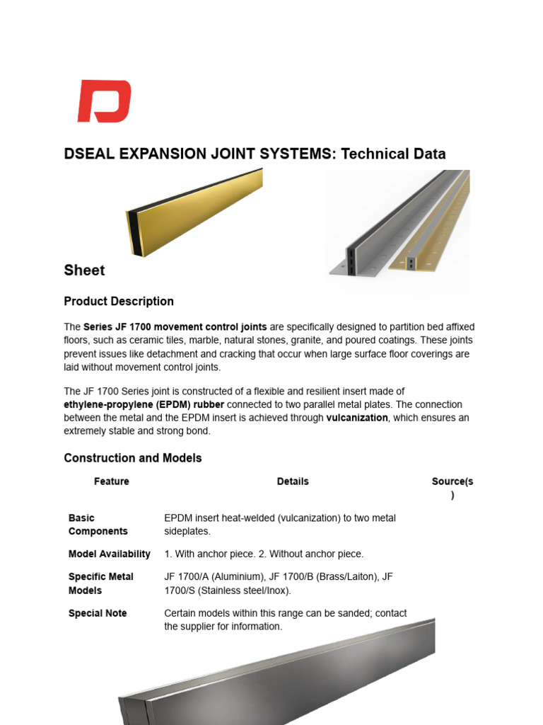 Dseal Floor Joint System New | PDF | Stainless Steel | Metals