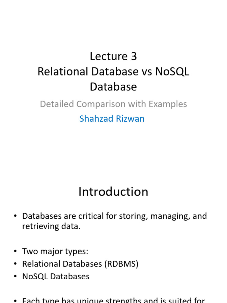 Lecture3-Relational_vs_NoSQL_Detailed_Examples | PDF | No Sql | Databases