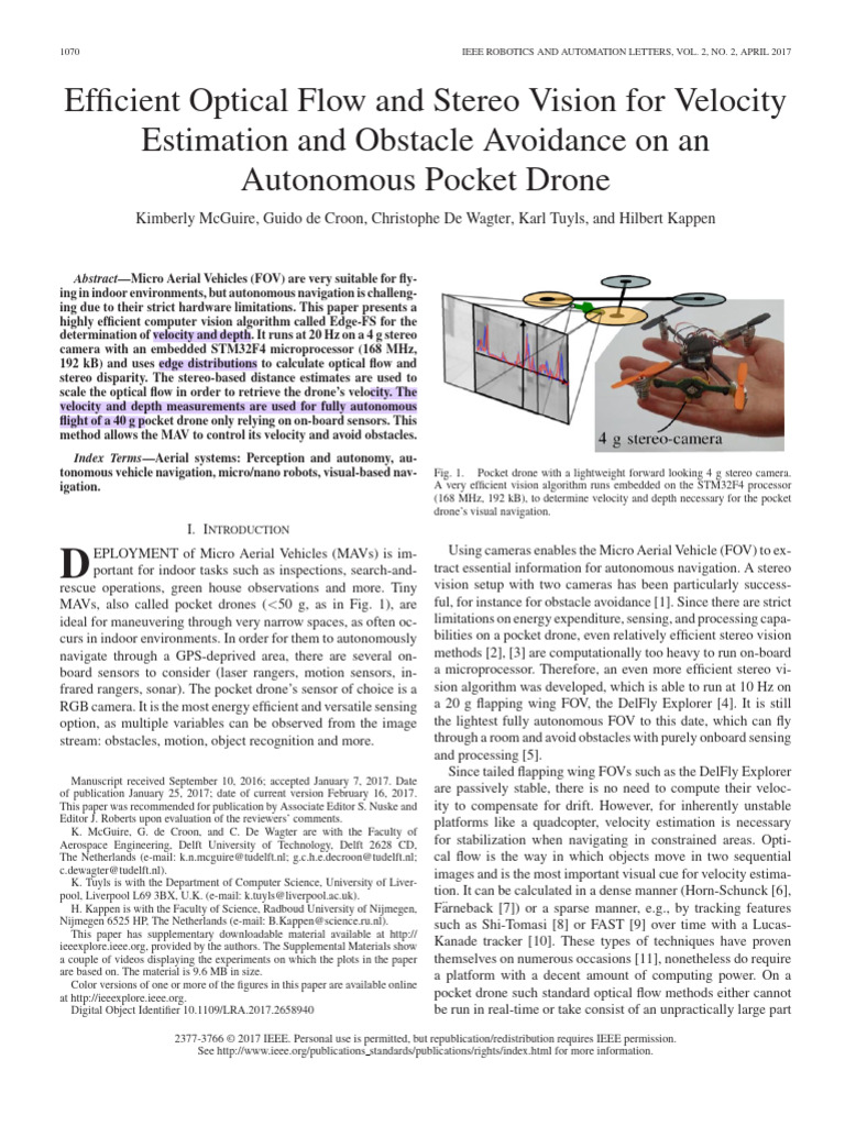 Efficient Optical Flow and Stereo Vision for Velocity Estimation and ...