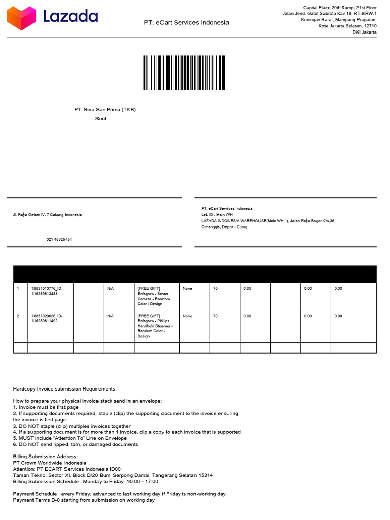 MIKA - Lazada - 10 April - IDP1254425 | PDF | Invoice | Business Documents
