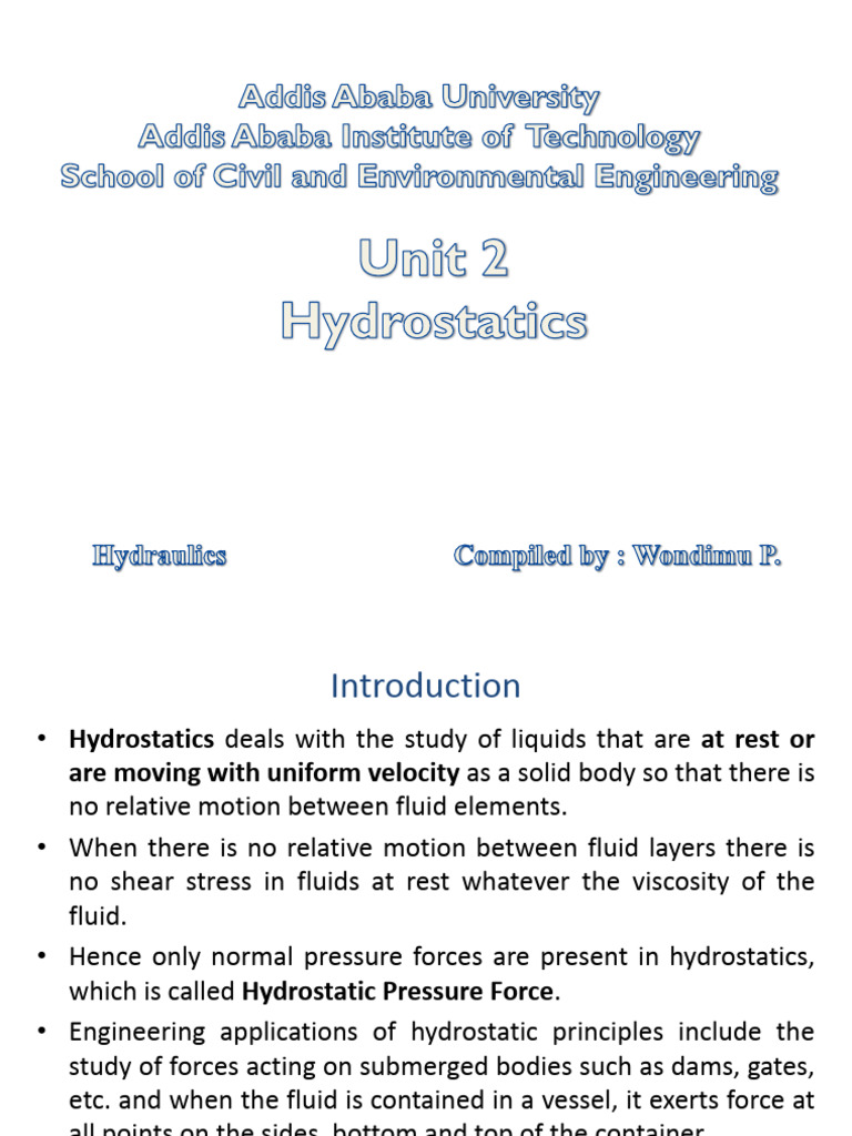 Hydraulics Unit 2 Part 1 | PDF | Pressure | Pressure Measurement