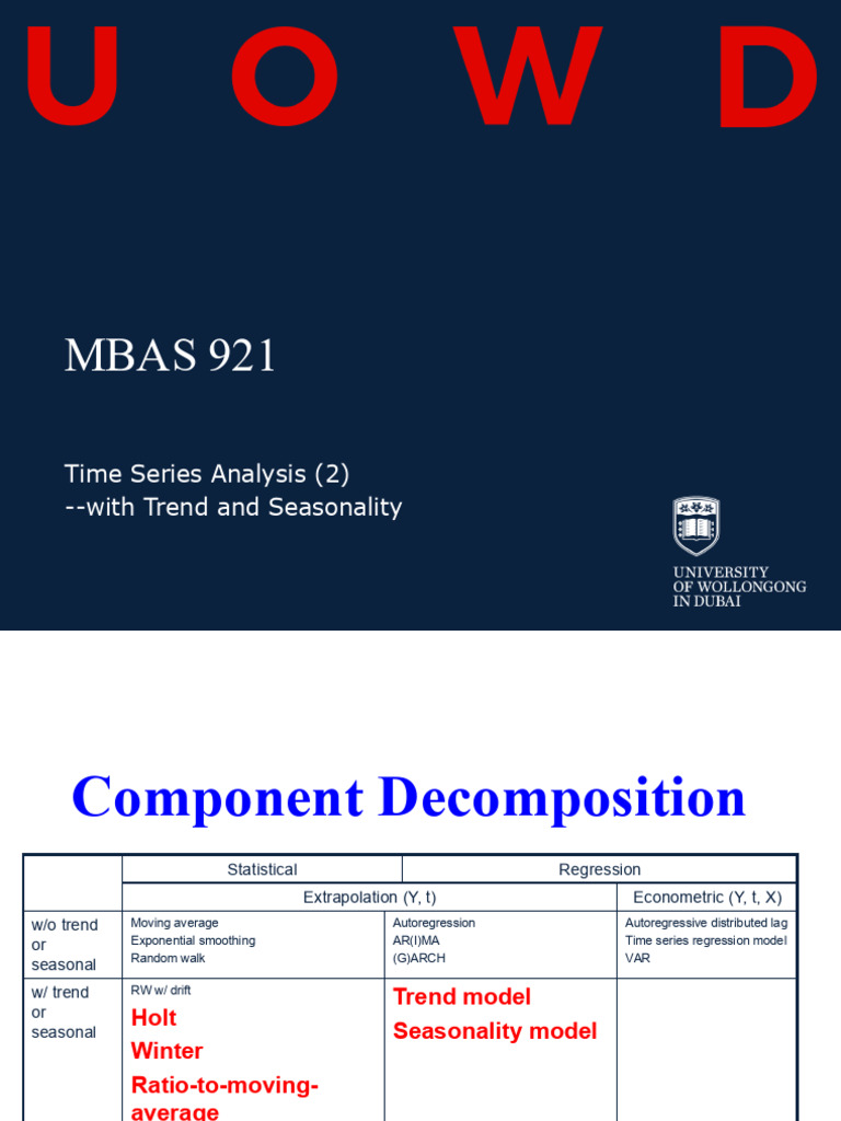 MBAS 921-Time Series Analysis (2)--with Trend and Seasonality (1) | PDF ...