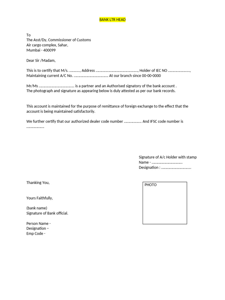 New Bank Verification Format | PDF