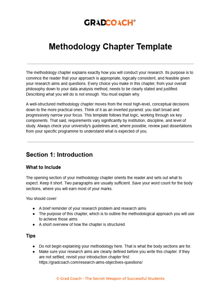 Methodology Chapter Template | PDF | Sampling (Statistics ...