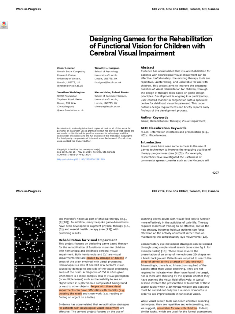 Designing Games for the Rehabilitation of Functional Vision for ...