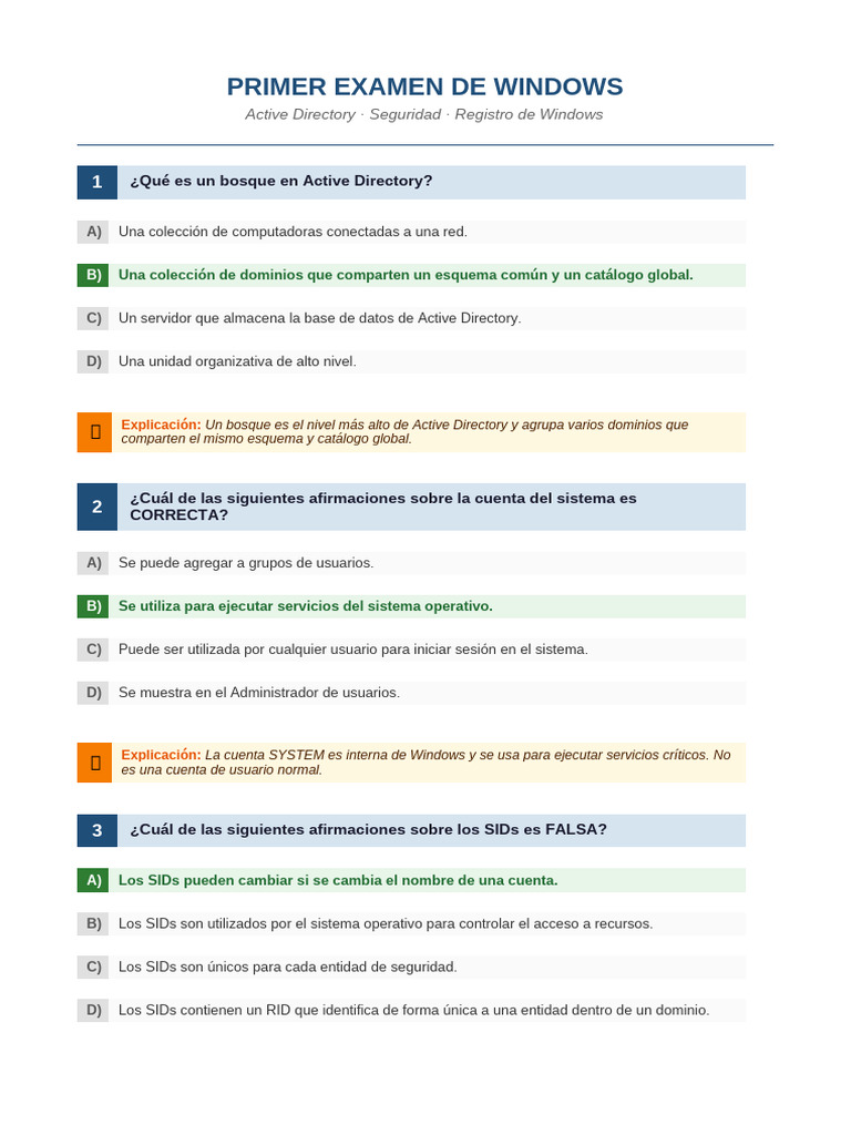 Examen Windows | PDF | Archivo de computadora | Directorio Activo