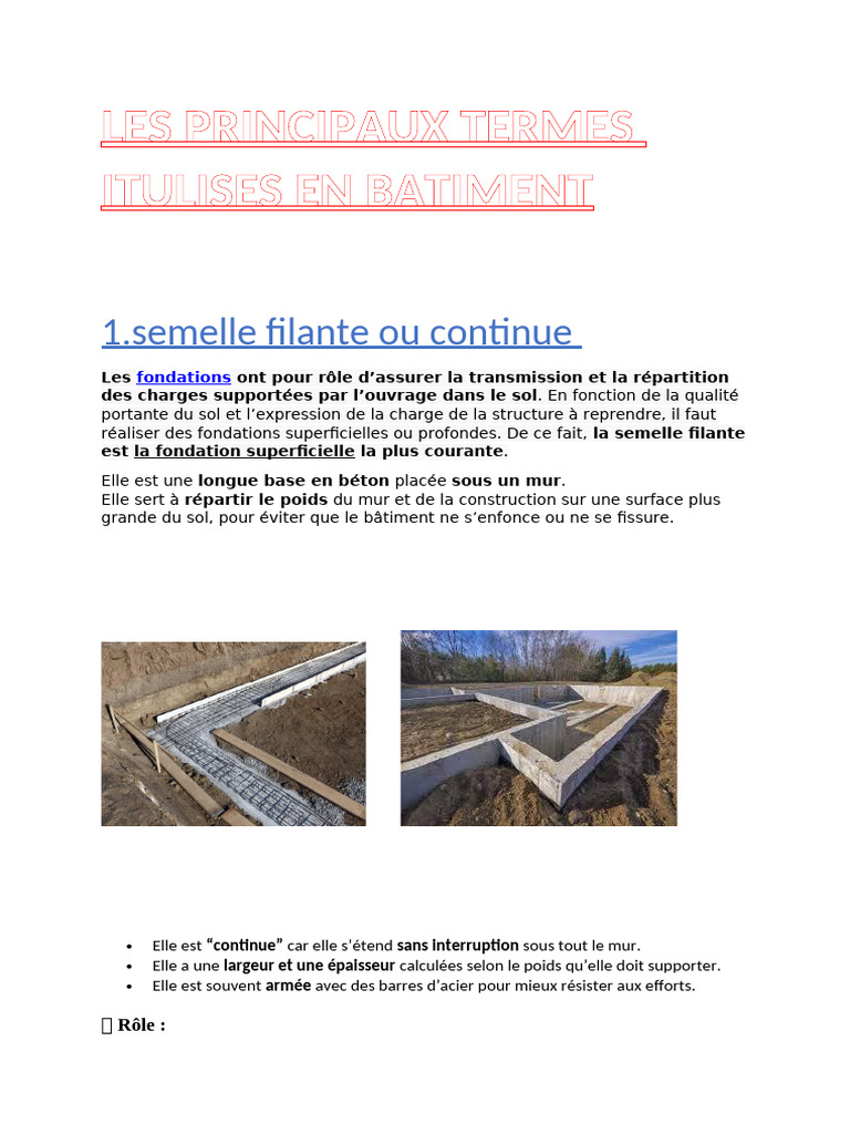 Les Principaux Termes Itulises en Batiment | PDF