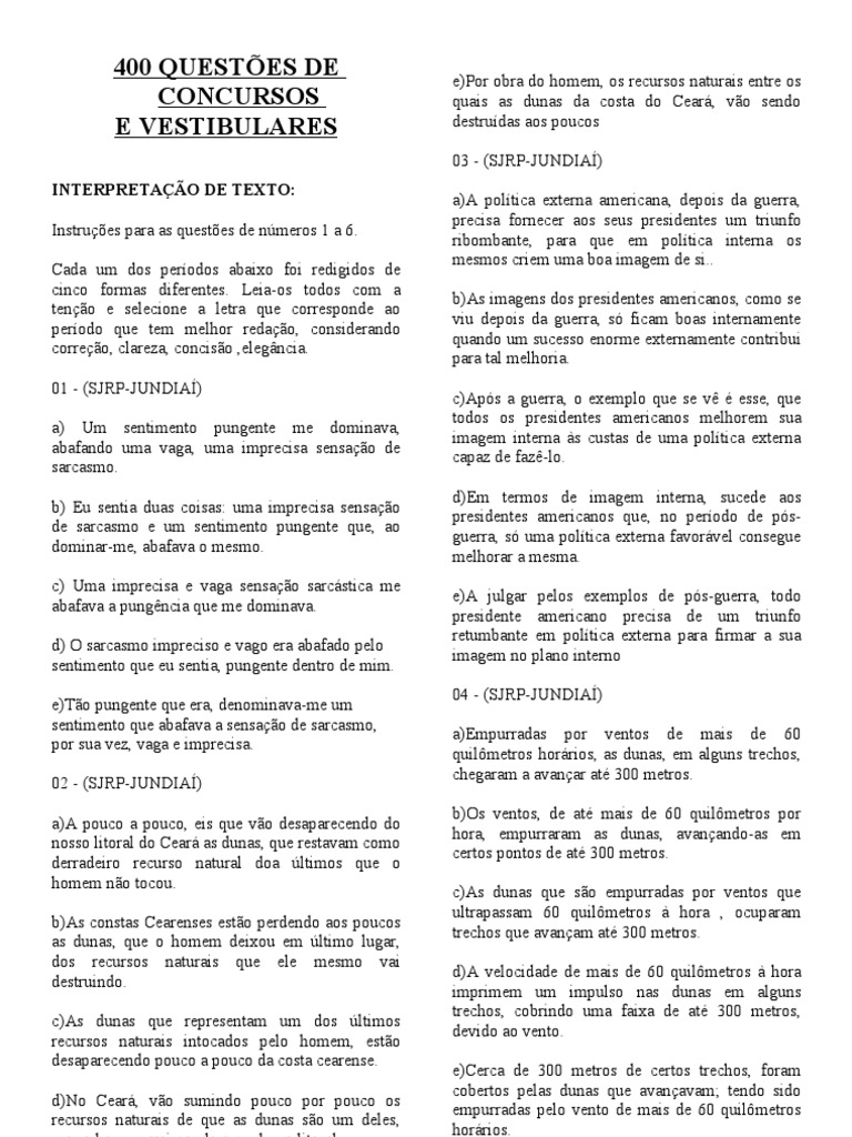 400 Questoes de Portugues Para Concursos e Vestibulares | Tráfego | Tempo