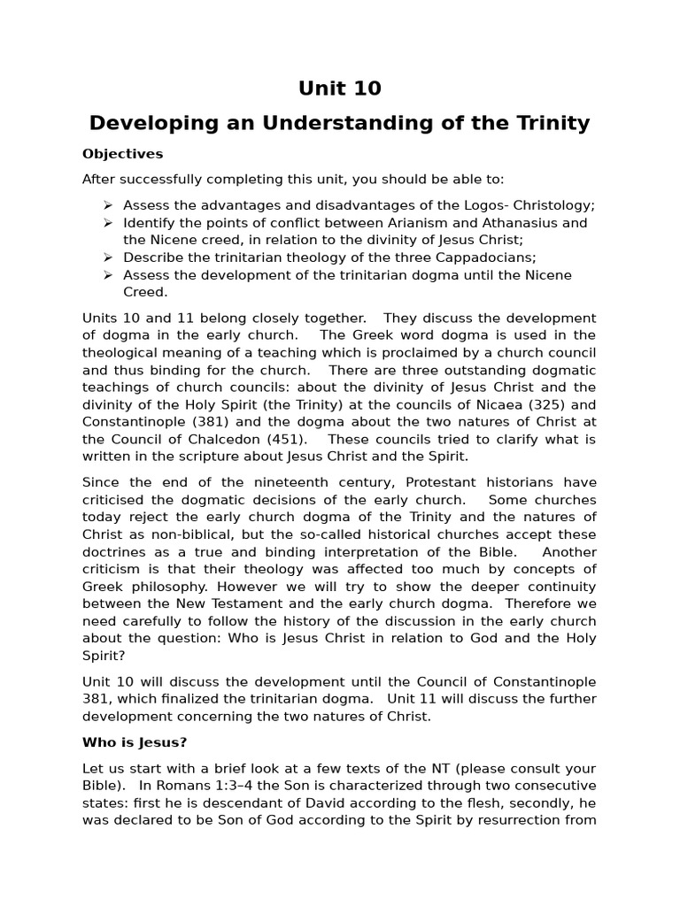 Unit 10 Developing an Understanding on the TRINITY | PDF