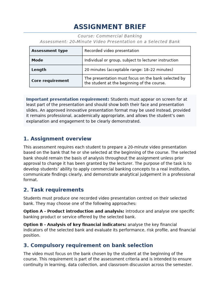 Commercial_Banking.Video.Assignment | PDF | Banks | Data