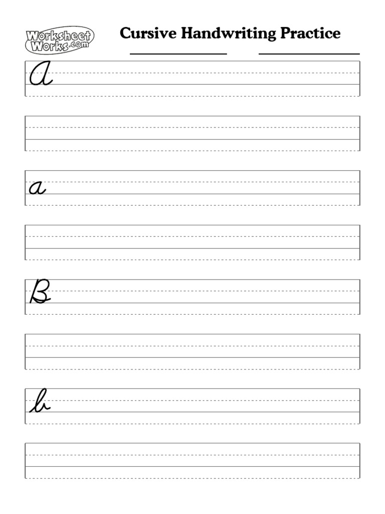 WorksheetWorks Cursive Handwriting Practice 4 | PDF