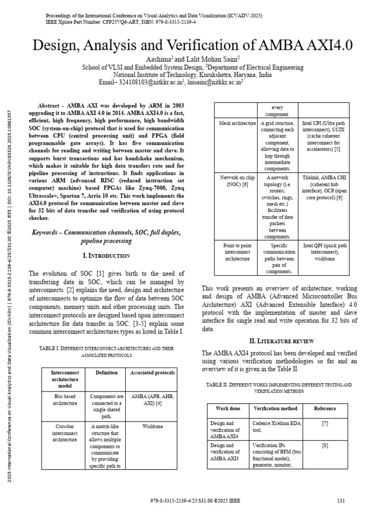 Design Analysis and Verification of AMBA AXI4.0 | PDF | System On A ...
