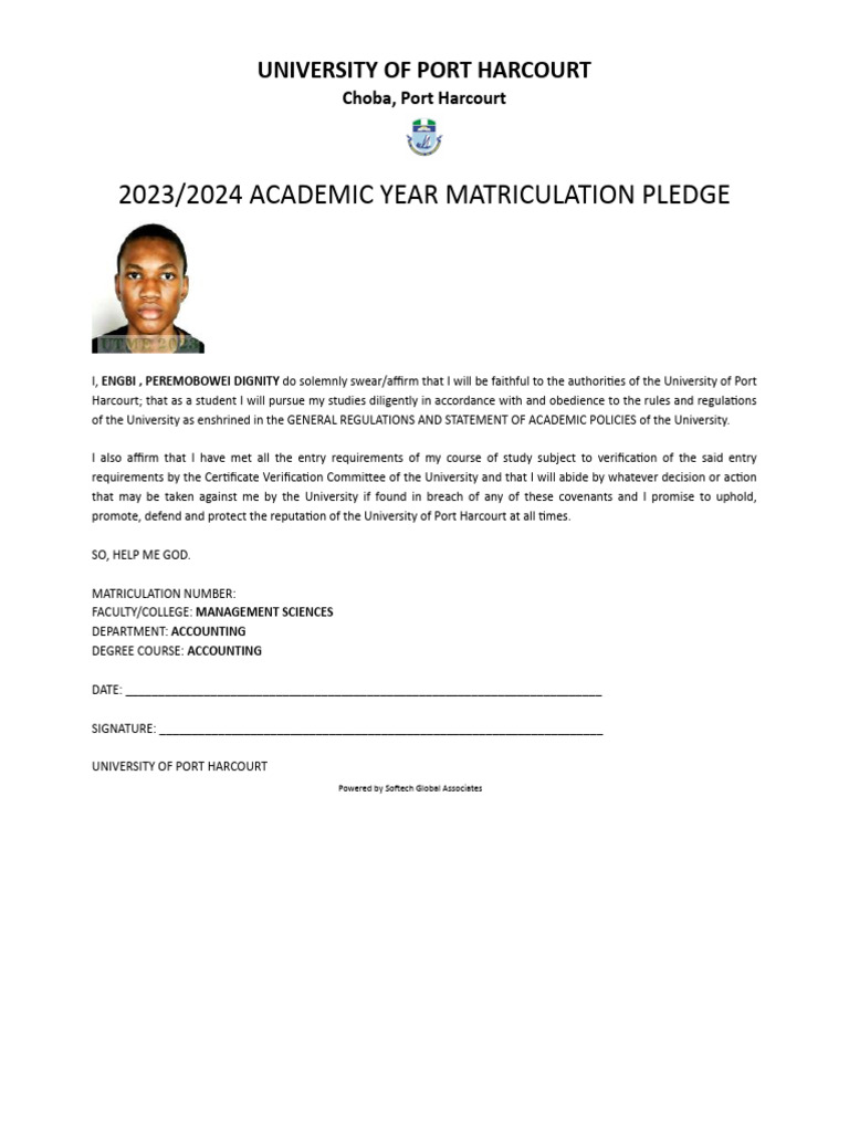 Matriculation Pledge | PDF